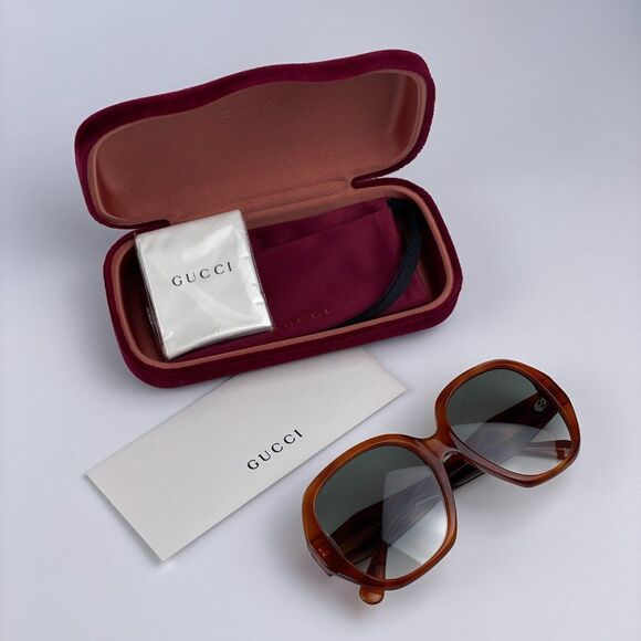 NEW GUCCI LOGO GG0796S 003 Havana Gray Gradient Geometric Women Sunglasses - Picture 11 of 12